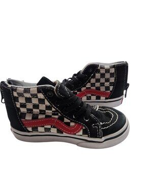 Vintage Black and White Checkered Unisex Shoes Vans Kids Hi Zip Toddler SZ 6.5
